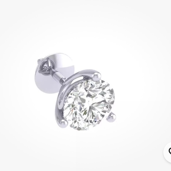 Martini Set solitaire Stud Earrings 1.48 ct natural diamond 14k white gold. - Picture 3 of 8